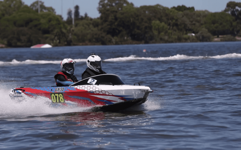 Mini Jet Boats - a singular mini jet boat cruising the waters